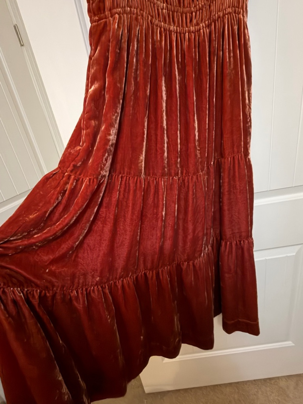 Anthropologie Somerset Velvet Maxi Dress in Deep Burgundy/Rust Red size medium - Picture 12 of 17